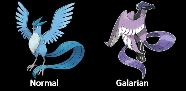 Articuno Normal and Galarian Form