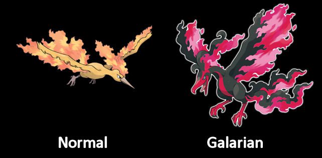 Moltres Normal and Galarian form
