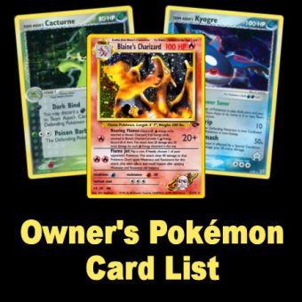 Owner's Pokémon Complete List with Card Gallery